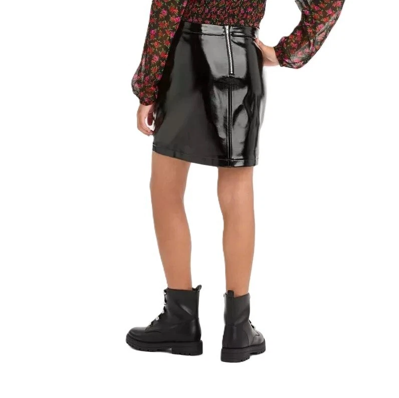 Falda Art Class Negra Metálica Imitación Cuero Línea A con Bolsillos - Talla Grande 10/12 Foto 4 de 4