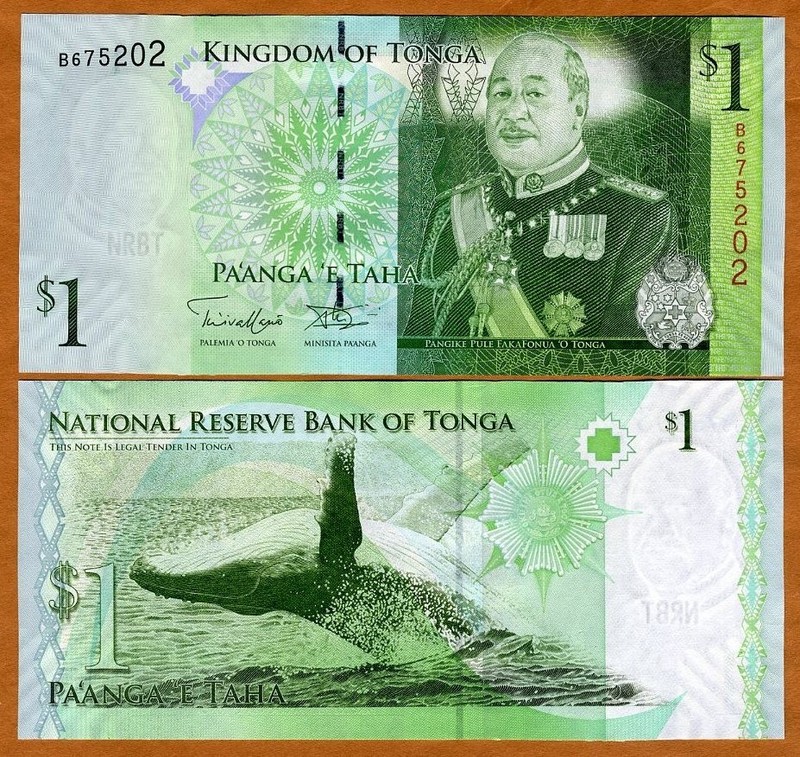 Tonga, Kingdom, 1 Pa'anga, ND (2008; 2014), P-37, New Signature, UNC Whale