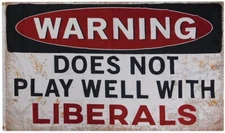 3x5 Warning Does Not Play Well With Liberals TRUMP 45 47 DEMOCRATS SUCK Flag X1