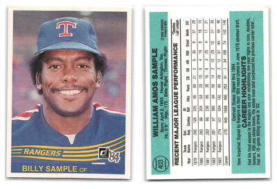 1984 Donruss #403 Billy Sample - Texas Rangers | eBay