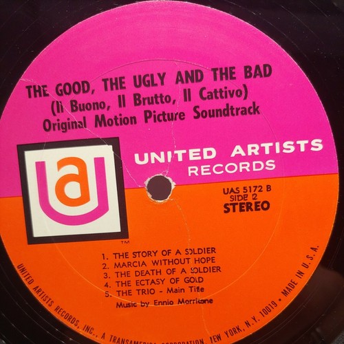 The Good The Bad and The Ugly Soundtrack LP OST 1967 UAS 5172 Label Error HTF - Picture 3 of 9
