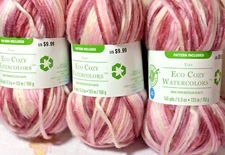 Loops & Threads Yarn Eco Cozy Watercolors “Rosewater” 3 Pack