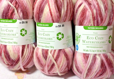 Loops & Threads Yarn Eco Cozy Watercolors  Rosewater  3 Pack