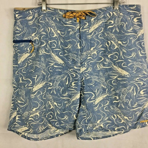 White Fish Print Fishing Swim Shorts 