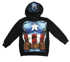 MARVEL Little Boys' Captain America Full Zip Hoodie with Mask Black
