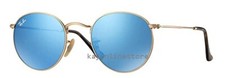 Ray Ban Sunglasses Round Gold Arista Blue Mirrored Lenses 3447 112/17 50-21-145