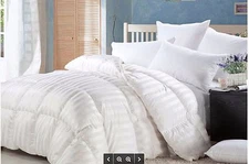 LUXURIOUS BAFFLE BOX Siberian GOOSE DOWN STRIPE Comforter 1200TC TWIN QUEEN KING