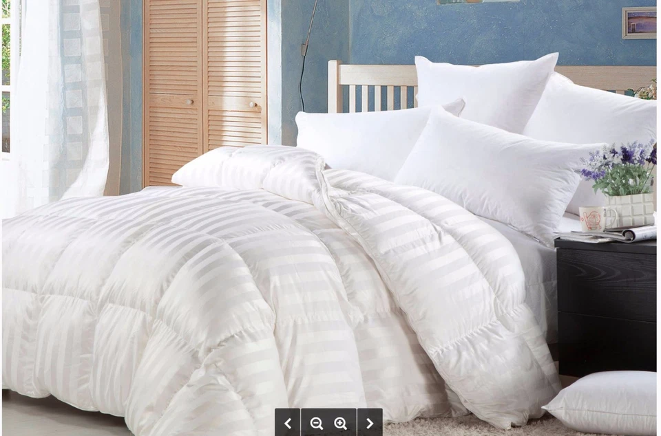 LUXURIOUS BAFFLE BOX Siberian GOOSE DOWN STRIPE Comforter 1200TC TWIN QUEEN KING