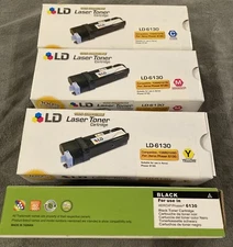 New Xerox Phaser LD-6130 Laser Toner Cartridges: Cyan, Magenta, Yellow, Black