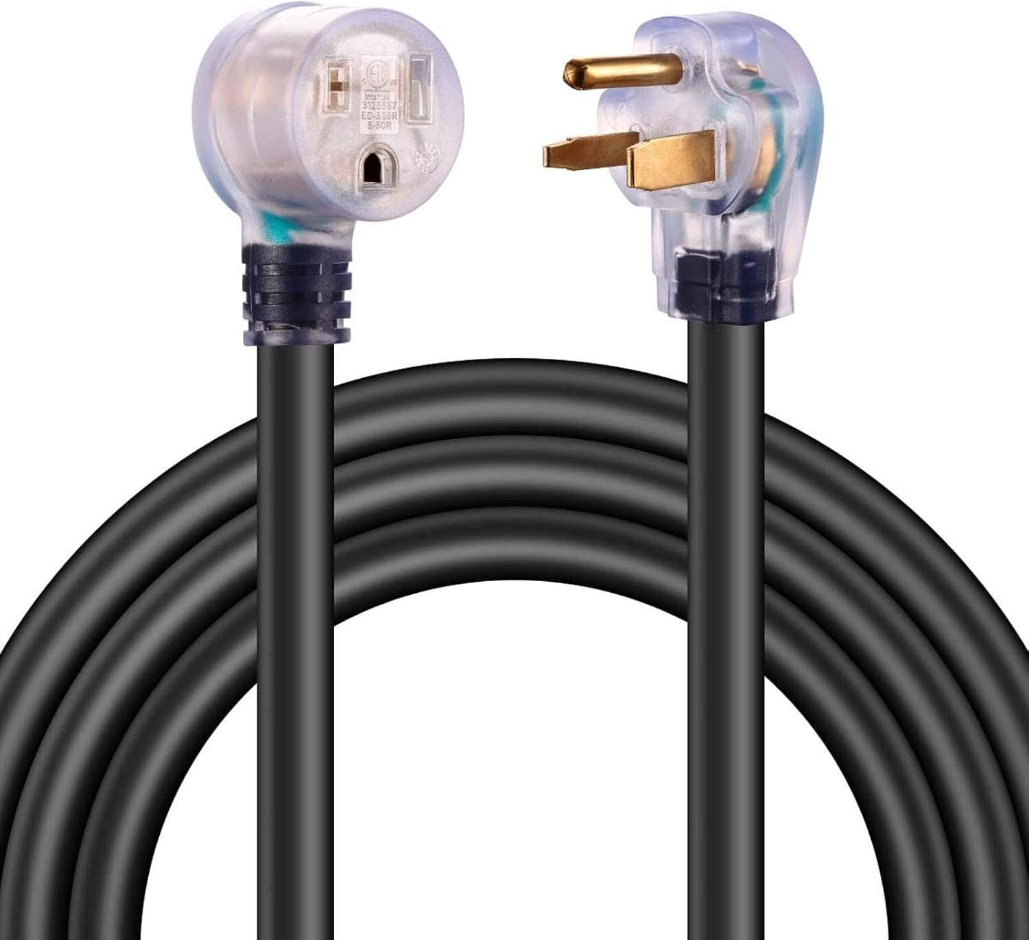 25ft 50AMP Welder Extension Cord - Heavy Duty 8 Gauge NEMA 6-50 with Lighted End