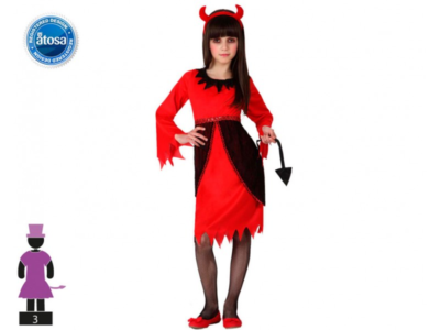 Costume da diavola bambina vestito diavoletta rosso demonio con