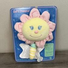 Soft Dreams Flower Butterfly Plush Baby Rattle Lovey Stuffed Animal Pull Pastel