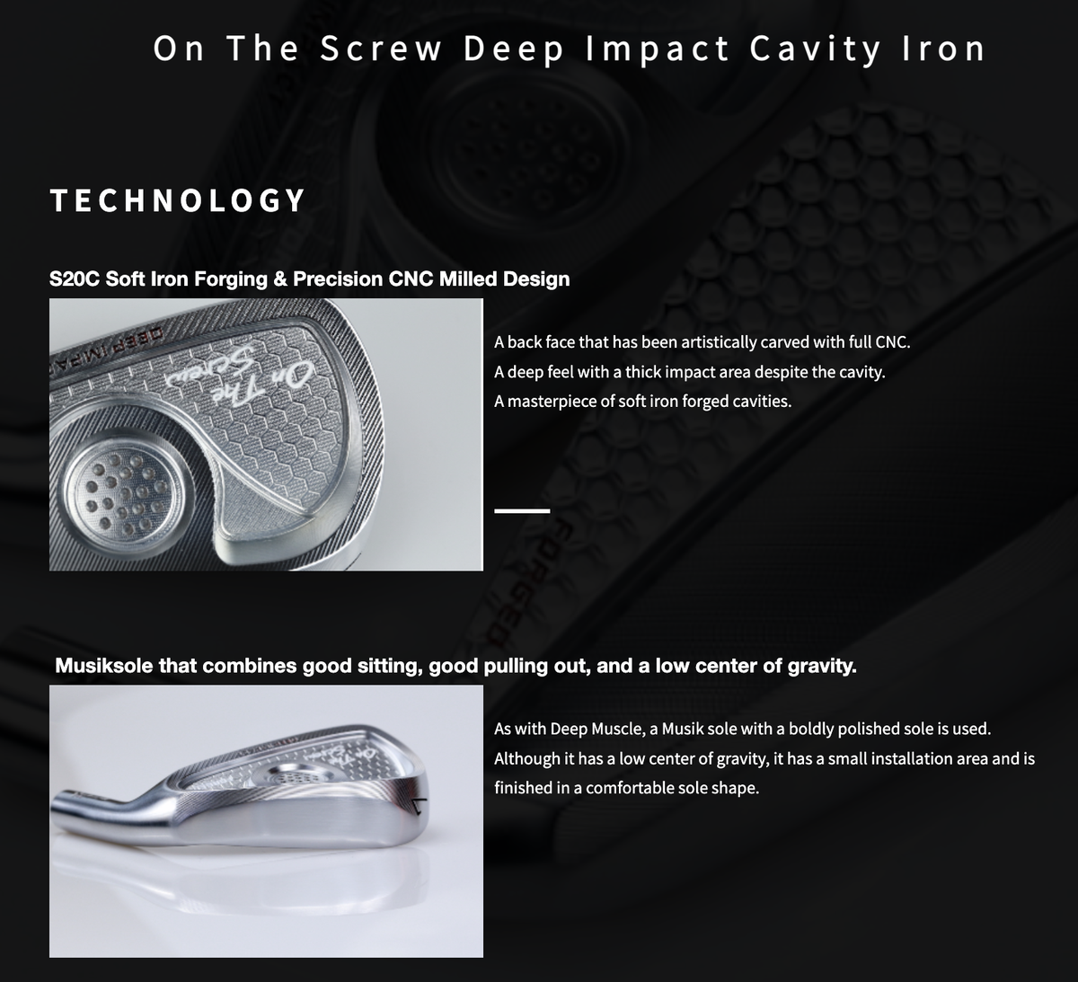 【新品】muziik On The Screw DEEP INPACT 6個 Muziik On The Screw Deep Impact Cavity Irons #5-9.P(6Clubs