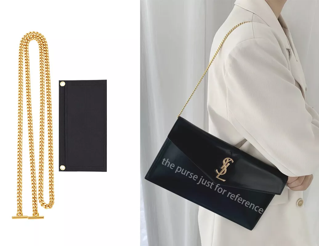 YSL Chain Envelope Clutch Bag Black