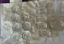 Lot Of 14 Vintage Antique Crystal Diamond Cut Glass Open Salt Dip Cellars