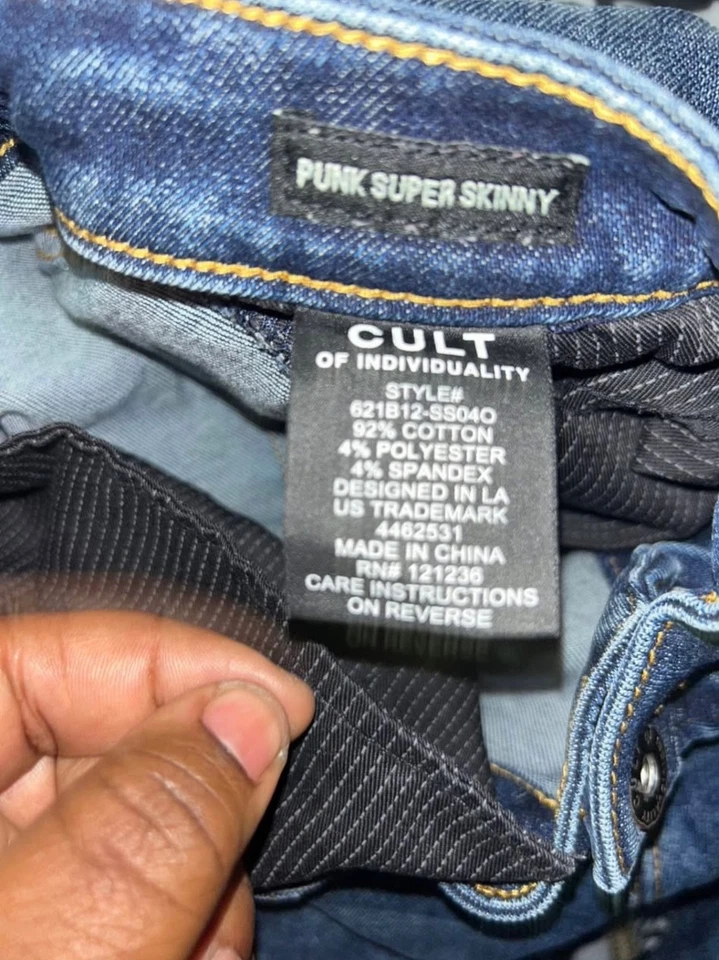 cult of individuality punk super skinny  jeans sz w40 L32 - Image 3 of 4