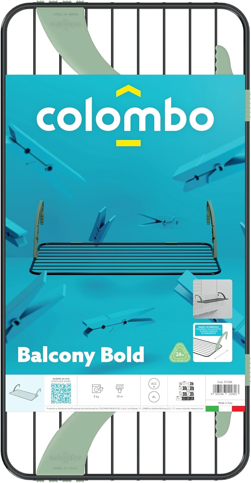 Stendibiancheria da Balcone Balcony Bold Colombo Acciaio Verniciato - 2