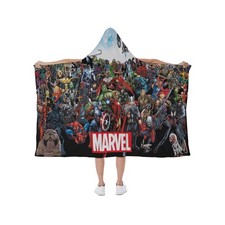 Rare Superheroes Squads Print Hooded Blanket Soft Fleece Lining Wearable