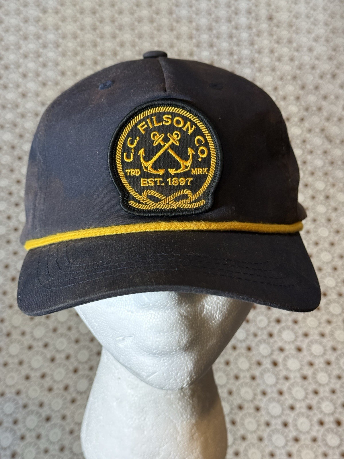 FILSON Navy Blue Rope NAUTICAL ANCHOR SNAPBACK Sailing Boat Baseball Hat Worn
