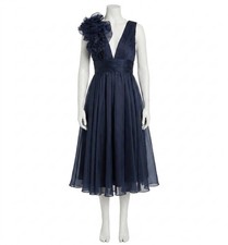 Mac Duggal Sleeveless Chiffon A-Line Tea Length Cocktail Dress Size 10