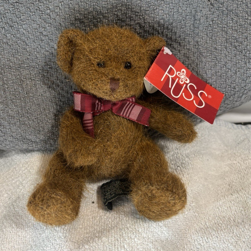 Russ Mini Teddy Bear Plush Stuffed Animal Red Tag Vintage 2000 MPN 62006