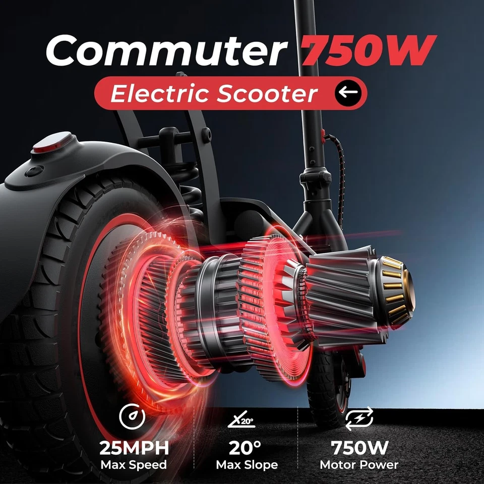 Electric Scooter 9.3" Dual Off-road Tires 750W 14Ah Folding Commuting E-Scooter - Image 4 of 4