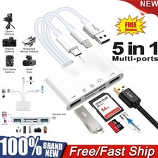 5 in 1 USB SD TF Card Reader Camera Adapter For iPhone 16 15 14 13 12 11 Pro Max