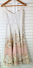 Joie Linen Blend Floral Midi Dress Ivory Sleeveless Picnic Cottagecore | Size S