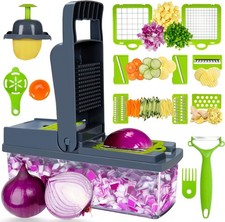 16 in 1 Vegetable Chopper and Food Chopper with Container, Onion Slicer Cutter