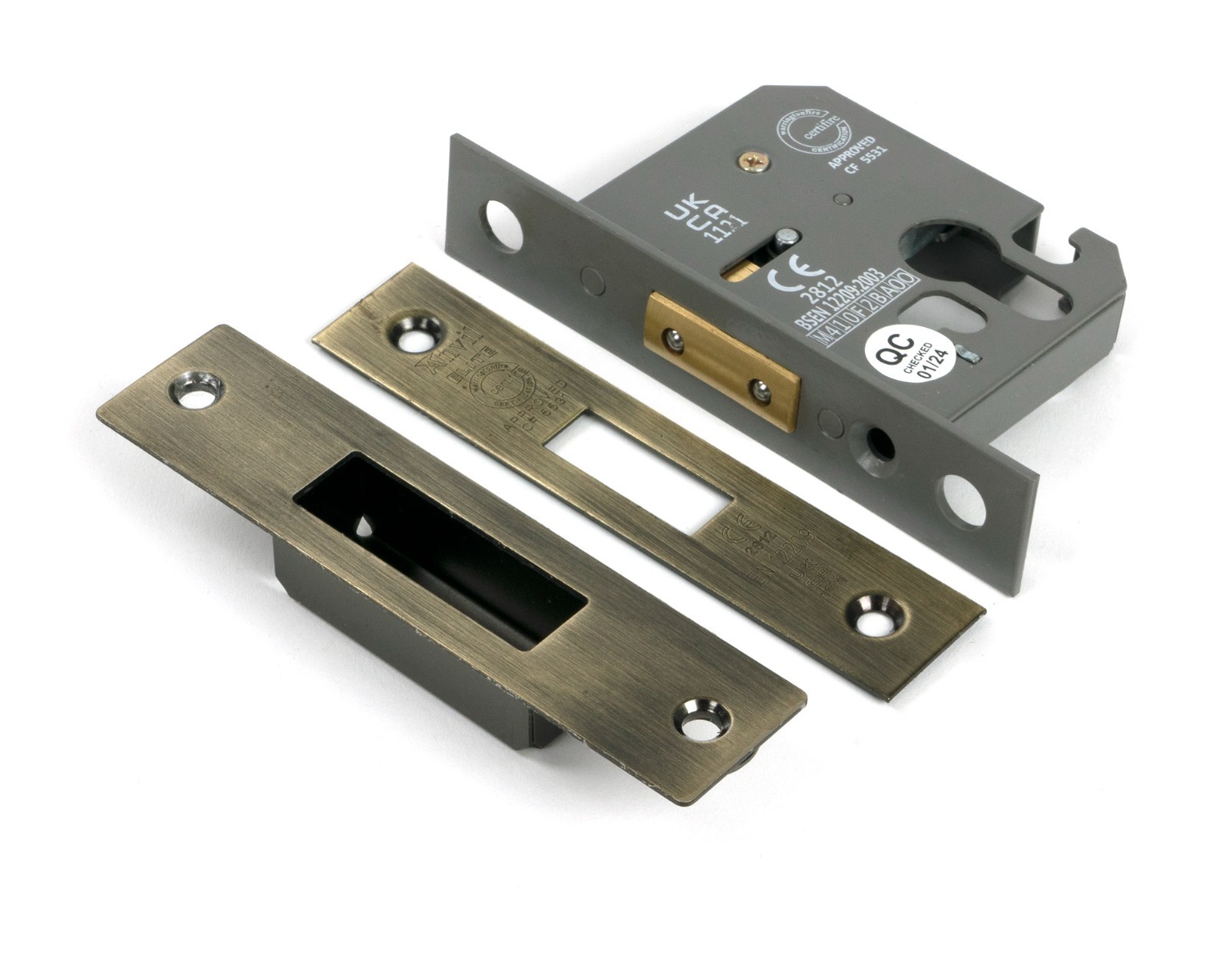 From The Anvil 51448 Aged Brass 2.5"" Euro Profile Dead Lock