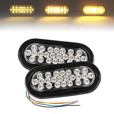 6 Oval Clear Lens Amber Led Trailer Tail Lights 2 Pack 24 Led Strobe 6 Oval Clear Lens Amber Led Trailer Tail Lights 2 Pack 24 Led Strobe