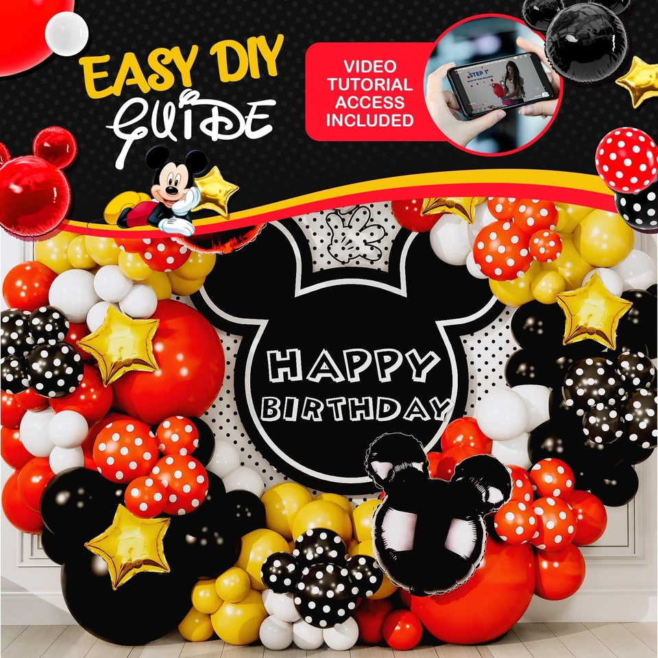 Kit de arco de globo de Mickey TODO EN 1 con cabezas de ratón de bonificación y estrellas doradas para mous... Foto 4 de 4