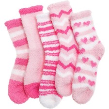 Anlisim Fuzzy Socks for Women, Soft Comfy Cozy Fluffy Thick Winter 5-9, Pink