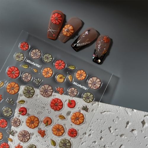 1 Sheets Fall Nail Stickers for Nail Art 5D Self-Adhesive Embossed Fall-4 - Bild 4 von 7