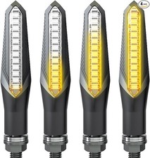 4PCS Motorcycle Indicators Flowing Turn Signal Lights, Amber Brake Daytime Runni