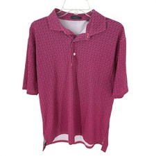 Turtleson Mens Large Golf Polo Shirt Pink Navy Print Short Sleeve Collared L