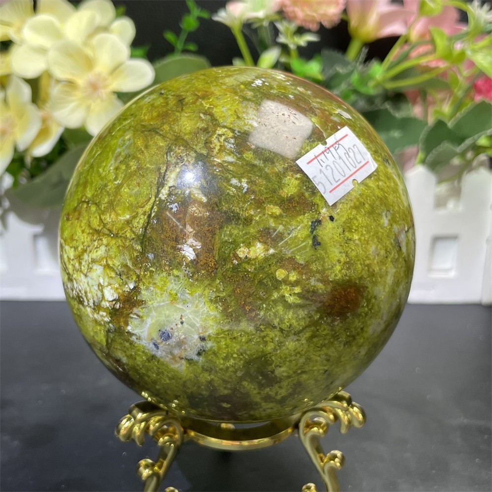 2.6LB 7.4" Natural Green Opal Ball Decor Quartz Crystal Energy Sphere Reiki
