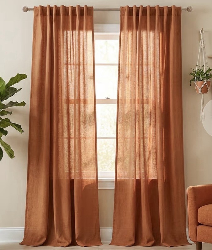 Sheer curtains  tab top burnt orange 52x108 - 2Panels Per Pack/4 Packs - Koufall