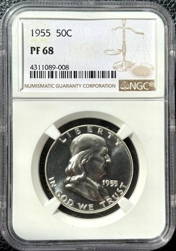 1955 FRANKLIN HALF DOLLAR NGC GRADED PF68 - PROOF (#1872381)