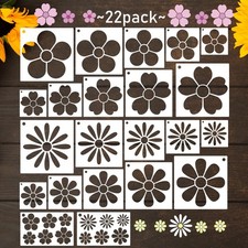 22pcs Large Flower Stencils for Painting, Plastic Reusable Floral Daisy Stencils