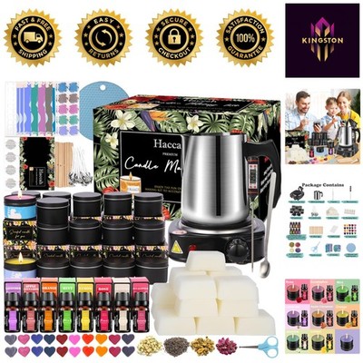 Complete Candle Making Kit - 16 Piece Beeswax Set with Electric Melter & Scents