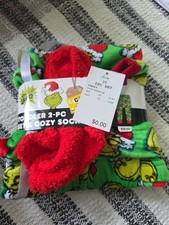 Komar Kids Dr. Seuss 3T Grinch Fleece Long Sleeve Pajama Set w/ Cozy Socks