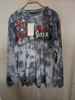 Cipo & Baxx Langarmshirt Herren Gr. XL Grau mit roten Effekten Neu