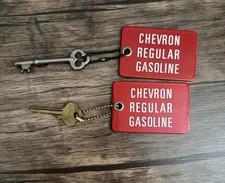 Vintage Chevron Regular Gasoline Porcelain Over Metal Fuel Tag Key Chain