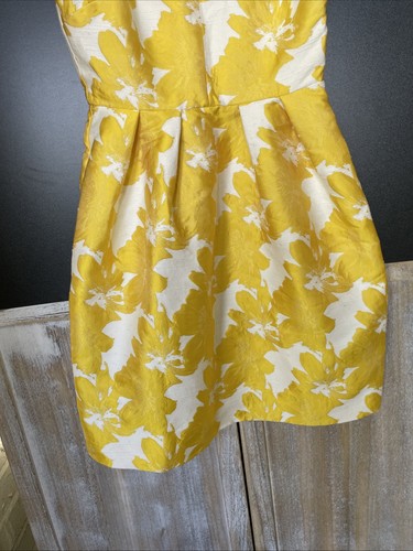 Next Dress Ladies Size 8 Yellow Jacquard Mini Tulip Occasion Wedding Guest - Picture 4 of 12