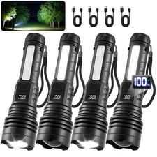 4Pack Flashlights High Lumens 990000, 7Mode Flashlight Rechargeable with LCD ...