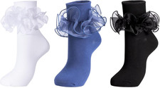 Socks for Women, Big Ruffle Socks with Turn Cuff and Double Lace