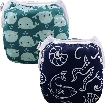 ALVABABY Size Newborn 2pc Washable Reusable Adjustable Swim Diaper