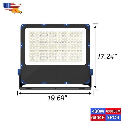 2 Pack 400W Led Flood Lights IP65 Waterproof Stadium Outdoor Security SpotLights