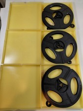 3 Vintage Dual 8mm Film Reels 400ft Empty Plastic w/ Cases for Regular 8
